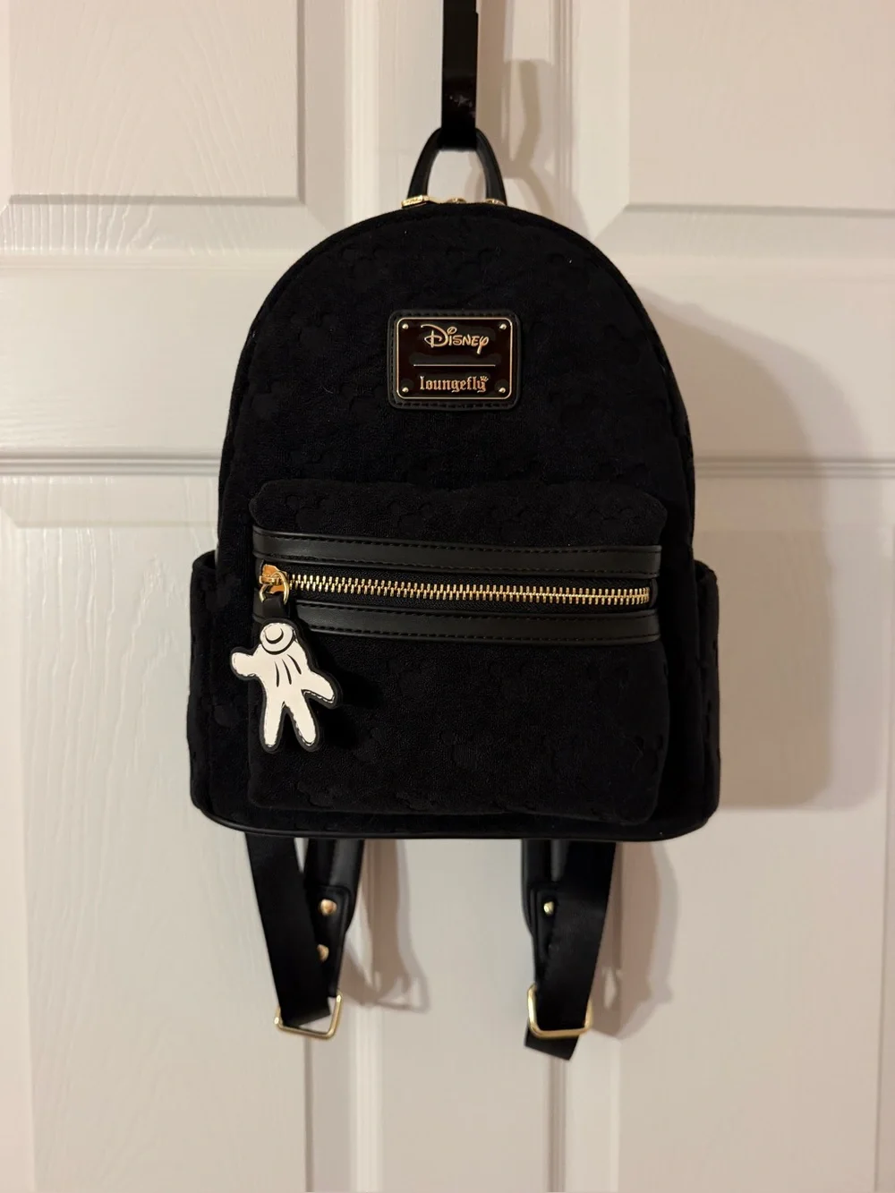 Loungefly Black Disney Mini Backpack with Mickey Glove Charm